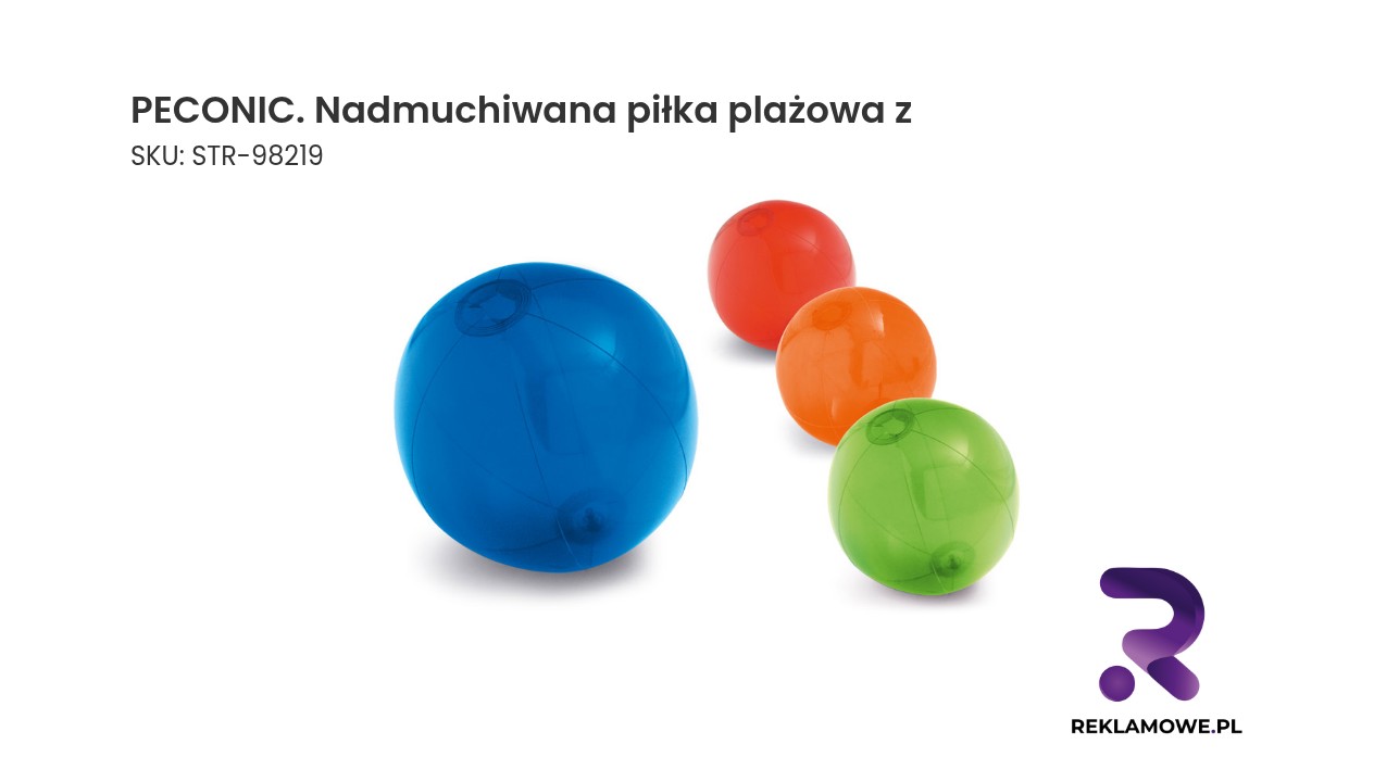 PECONIC. Nadmuchiwana piłka plażowa z półprzezroczystego PVC PECONIC nadmuchiwana piłka plażowa